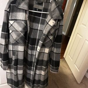 Blank NYC Black and Gray Plaid Utility Jacket